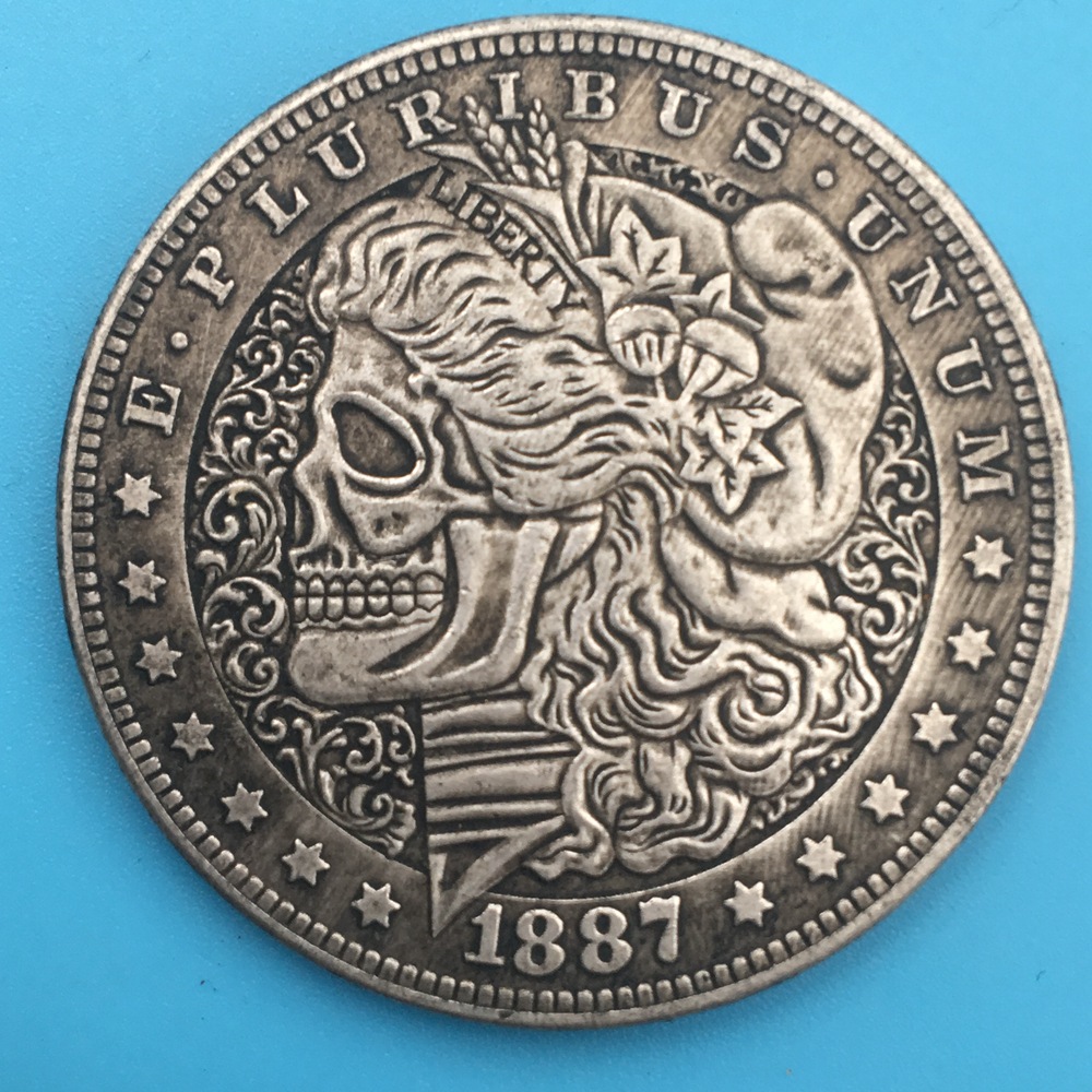 银币银元外国1887年美国可吹响银元摩根骷髅币厂家收藏批发