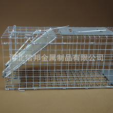 厂家供应家用铁质捕鼠笼  小号踏板式铁板门折叠笼子 双门笼子