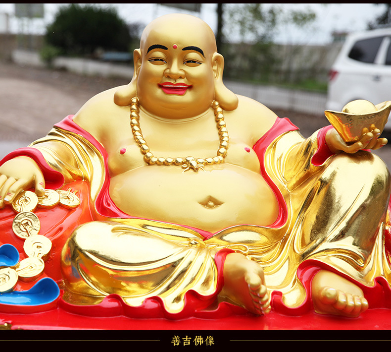 弥勒佛招财摆件公司居家客厅神像供奉大肚弥勒佛树脂弥勒佛佛