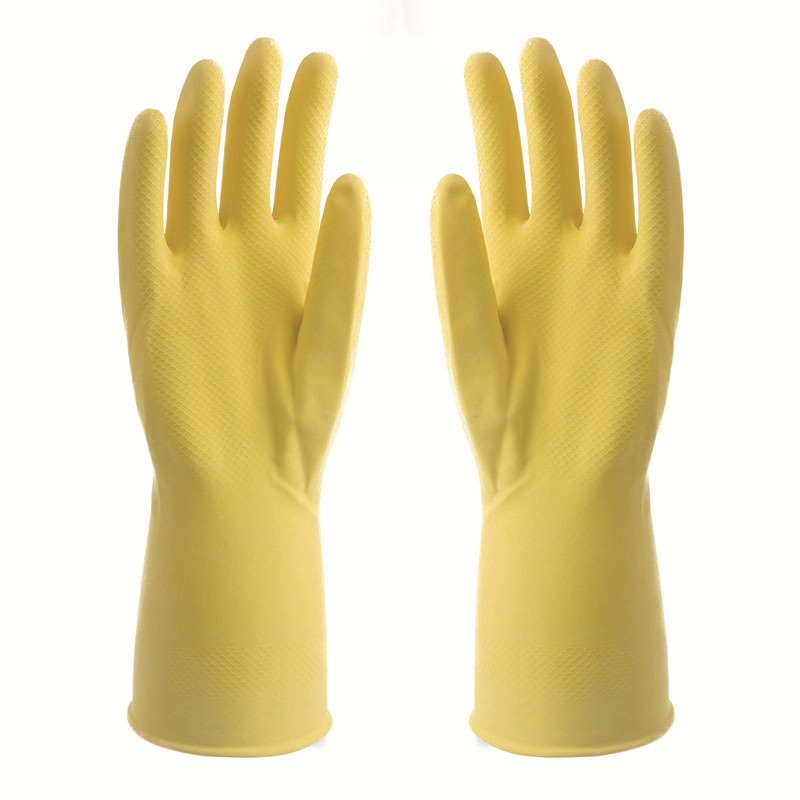 Household Latex Gloves Household Cleaning Spray Velvet Rubber Dishwashing Gloves with Velvet Lining Winter Warm Hand Guard Rubber