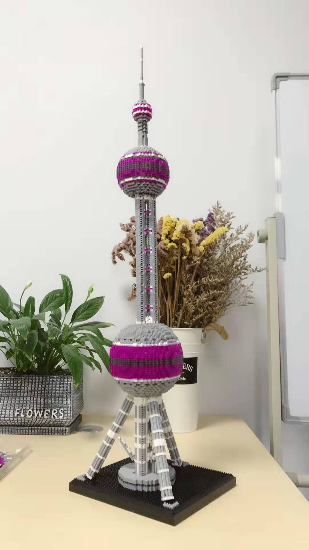 拼之星9921东方明珠塔微钻石颗粒积木拼装休闲解压拼插益智玩具