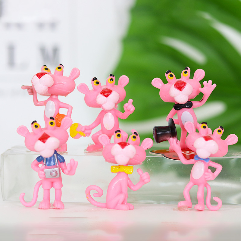 批发烘焙装饰摆件 粉色豹生日蛋糕装扮 粉红豹蛋糕装饰摆件公仔