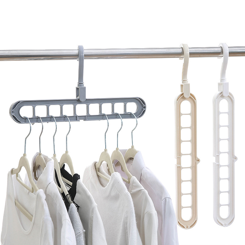 Plastic Hanger Household Folding Multi-Functional Nine-Hole Rotating Storage Rack 9-Hole Magic Pants Rack Wardrobe Clothes Hanger