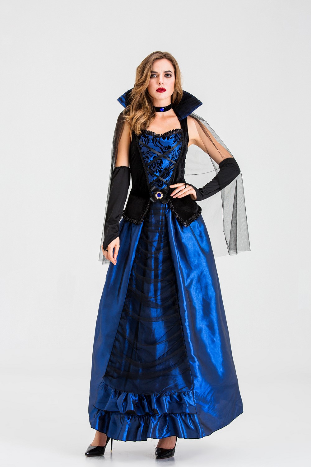 万圣节成人角色扮演恐怖吸血鬼伯爵长裙角色扮演服酒吧ds舞台服装