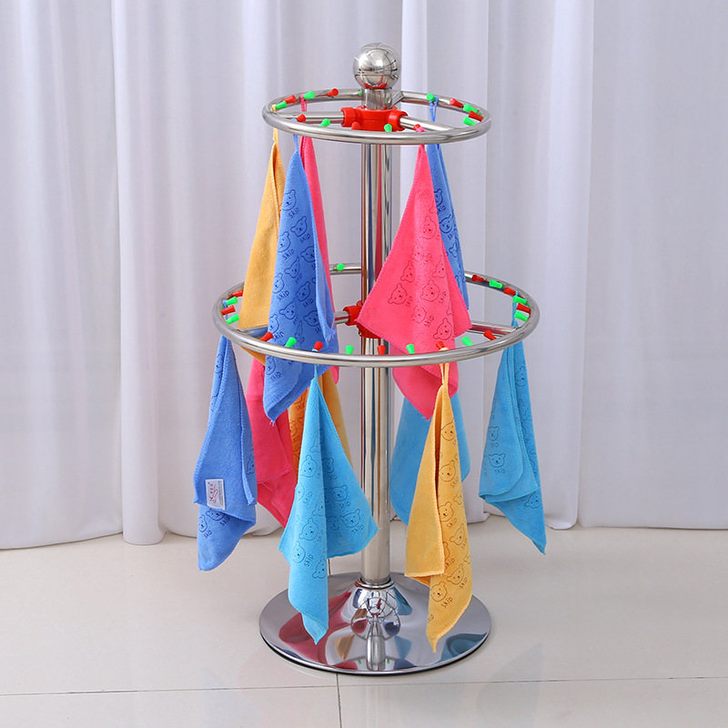 厂家直销幼儿园毛巾架加厚不锈钢圆毛巾架两层儿童手帕晾晒挂物架