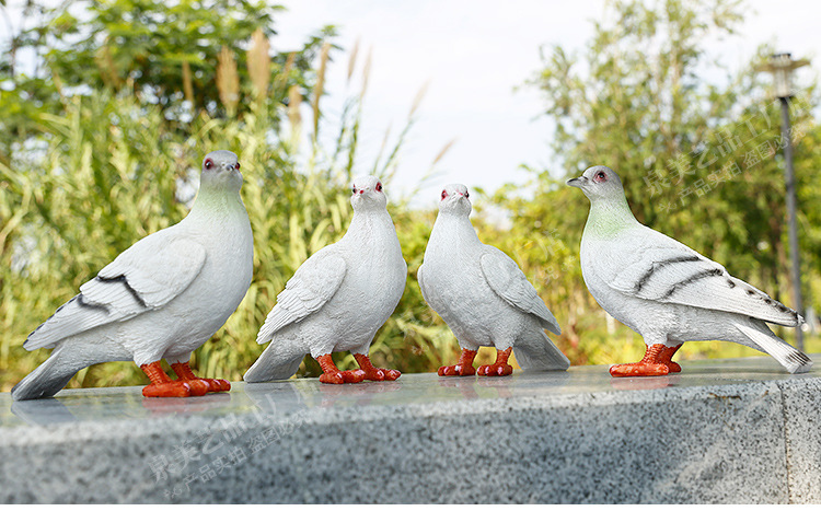树脂工艺品厂家玻璃钢雕塑花园庭院户外园林仿真动物装饰鸽子件摆
