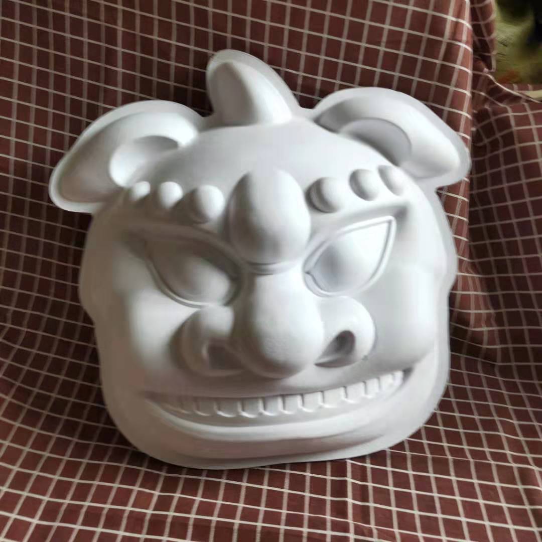 儿童手绘大号狮子头diy白色纸面具纸浆大狮子头空白年兽面具