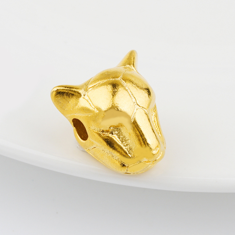 金店同款金钱豹头铜镀真金配件 手工diy手串越南沙金散珠货源批发