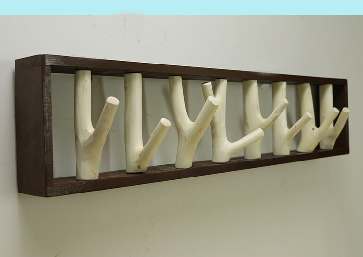 实木衣帽钩树枝衣架手工制作墙上壁挂木质挂钩卧室衣帽架钥匙挂钩