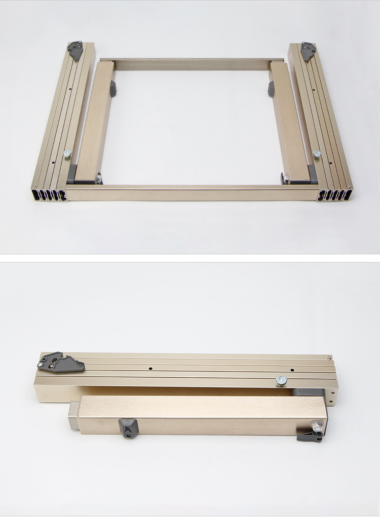 隐藏式折叠桌导轨 铝合金橱柜抽屉伸缩餐桌滑轨 平推折叠五金配件