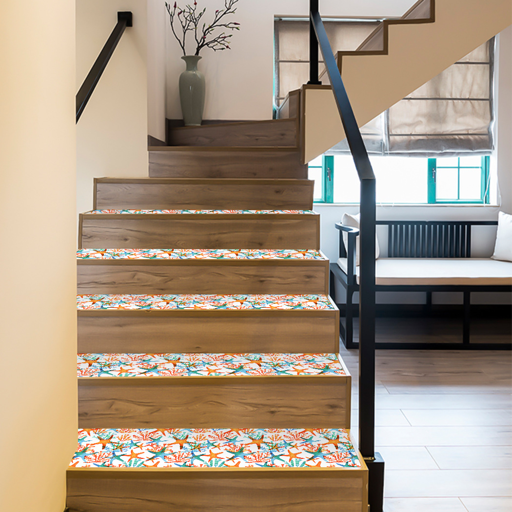 水彩海星纹理踏步贴走廊台阶贴纸自粘楼梯贴可移防滑地板贴tb018