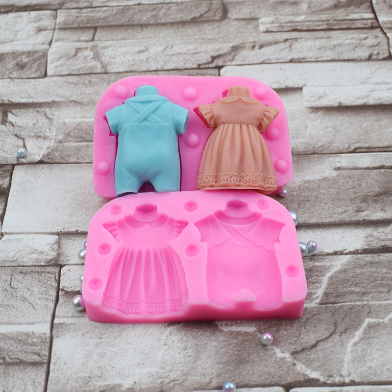 男女宝宝衣服硅胶模具翻糖蛋糕模冰淇淋模布丁模果冻模香薰石膏模