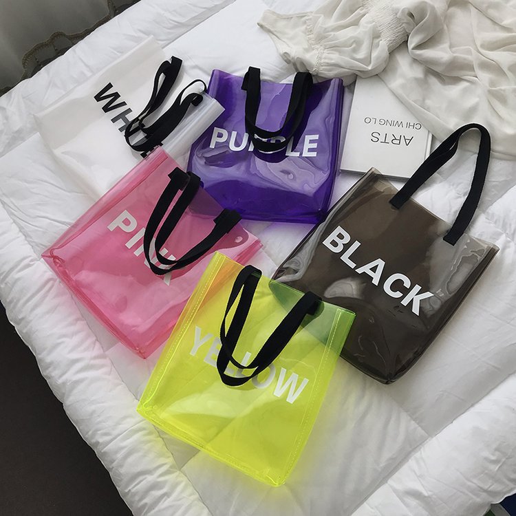 One-Shoulder Large Bags Women's 2021 New Beach Bag Large Capacity Simple Commute Handbag Fashion Transparent Tote Bag