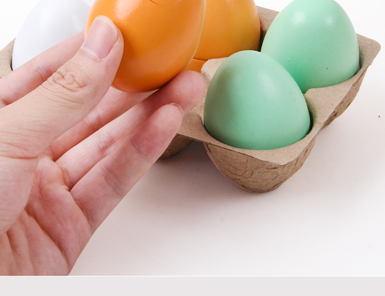 木质diy创意磁性仿真彩色鸡蛋鸭蛋木制儿童过家家玩具套装复活节