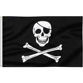 万圣节海盗旗帜 黑色骷髅头红头巾双刀涤纶旗帜 酒吧装饰旗