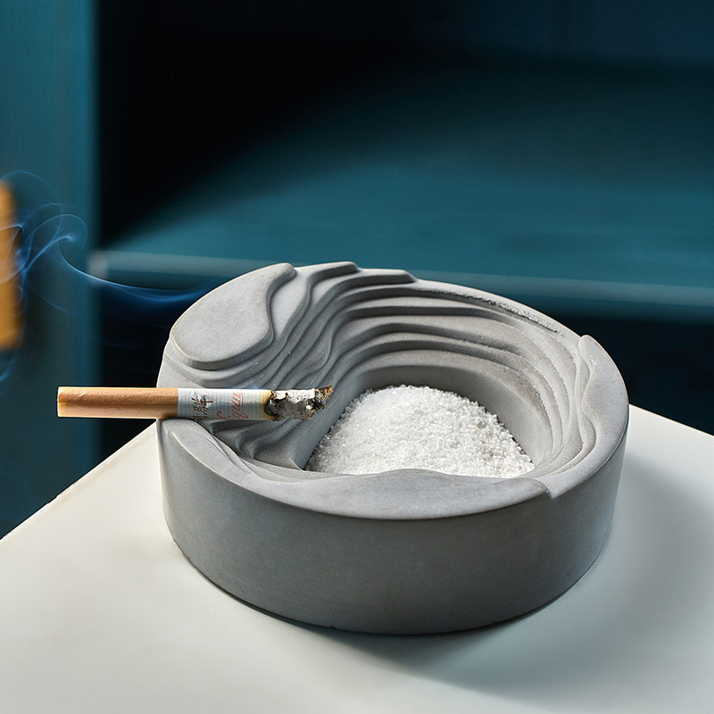 北欧时尚创意潮流水泥梯田烟灰缸火锅店音乐烤吧桌面简约装修饰品