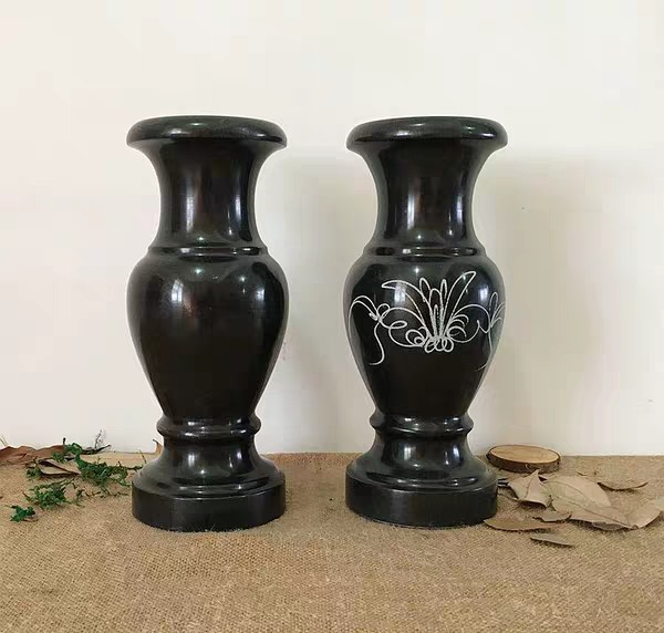 青石花瓶陵园公墓插花花瓶蜡烛台石雕墓地祭祀石花瓶