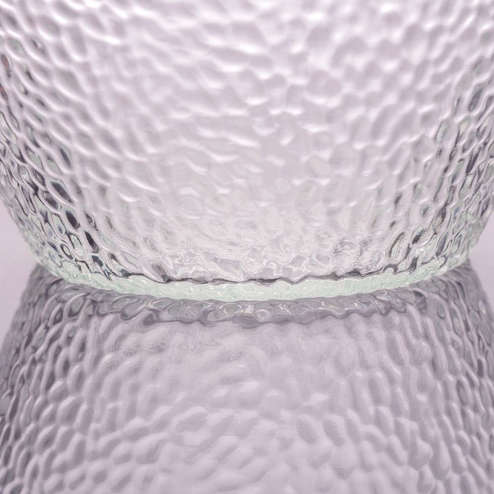 简约厨房玻璃沙拉碗料理碗锤目纹水果碗锤纹玻璃大号沙拉碗批发