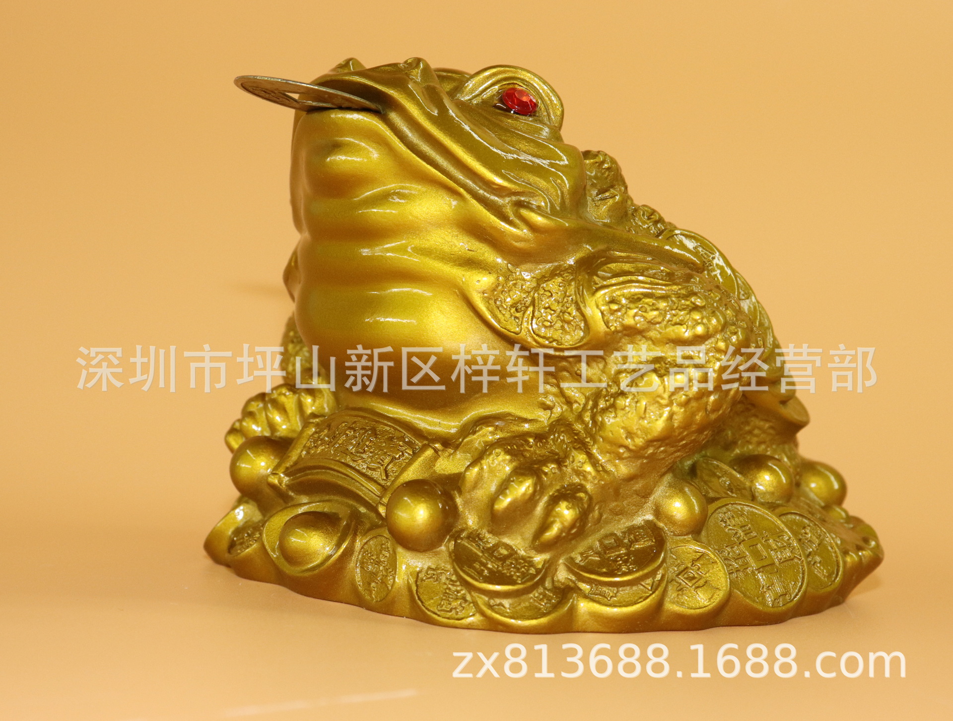 三脚金蟾摆件金色乔迁开业礼物公司办公室蟾蜍树脂工艺品摆件