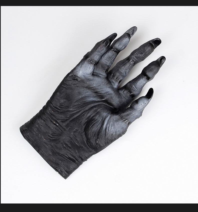 万圣节条纹黑红鬼爪手套成人cosplay装扮恐怖鬼手套 影视表演道具