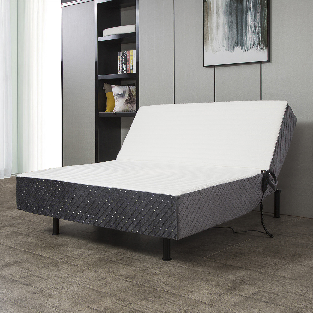 厂家直销批发酒店民用电动智能升降床乳胶黄麻椰棕弹簧独立筒床垫