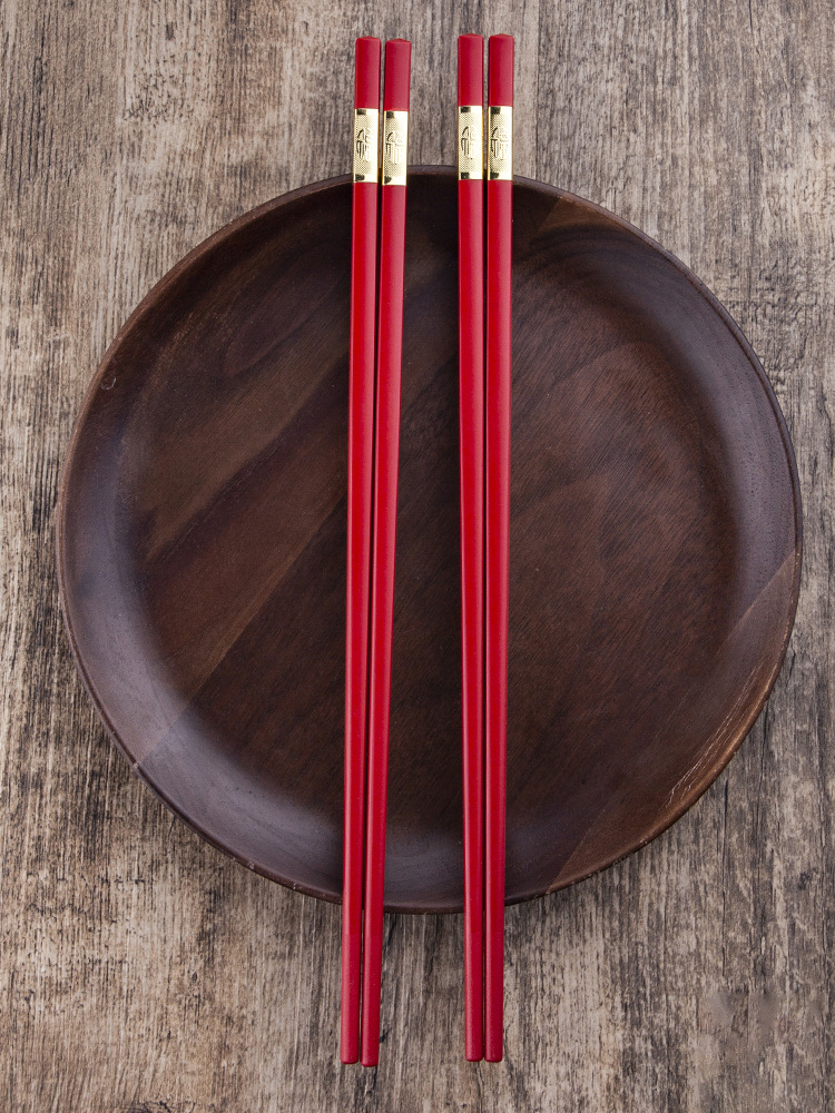 筷子套装精美礼品筷 创健筷子红色喜福筷合金筷子中式筷 一件代发