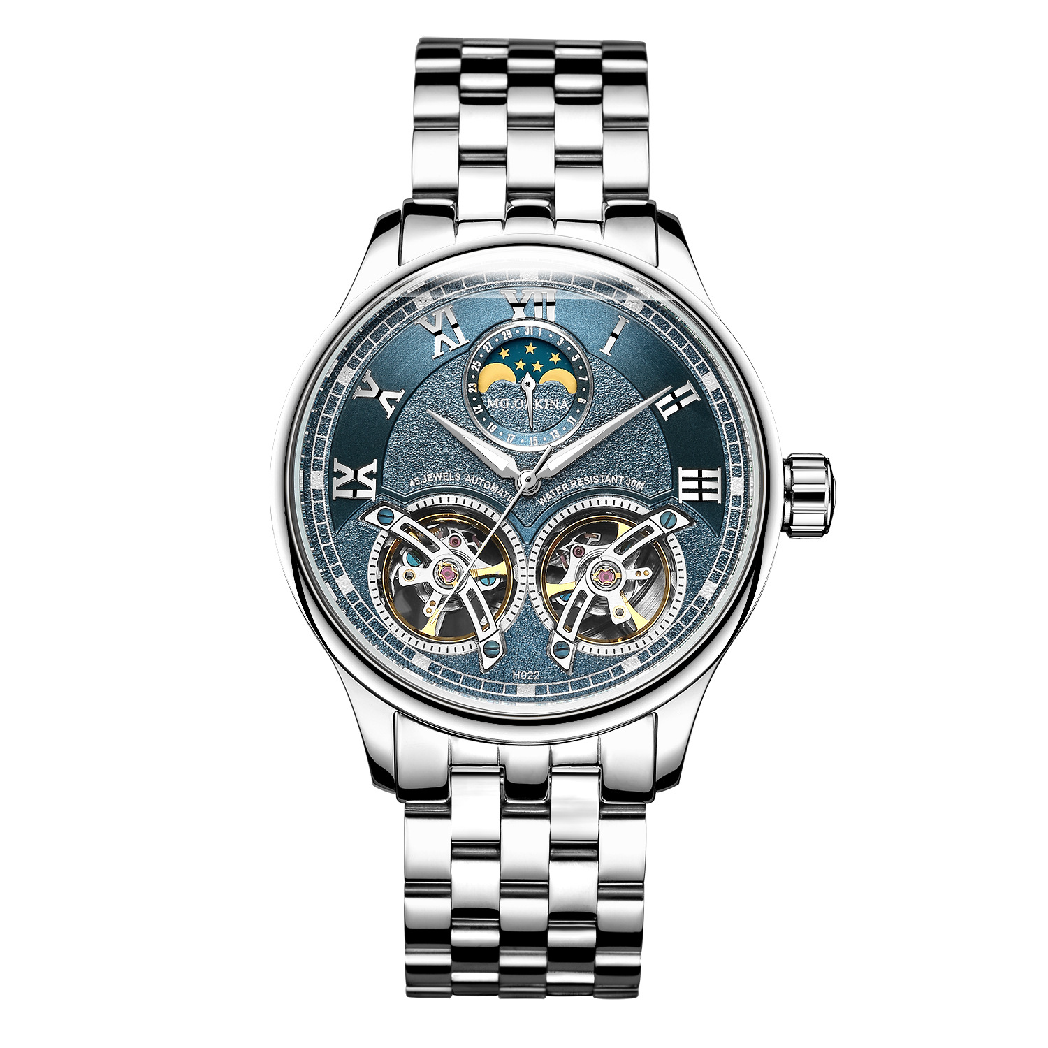 欧绮娜orkina外贸陀飞轮男士全自动机械手表时尚男齿轮表圈多功能