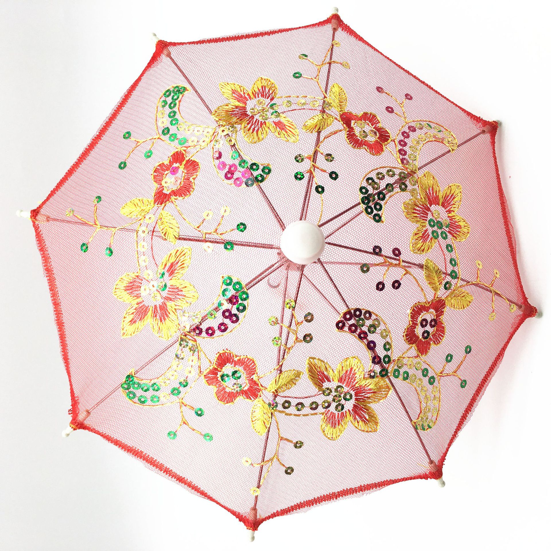 小号蕾丝绣花伞 精致绣花彩片工艺伞 儿童玩具大号蕾丝伞工艺伞