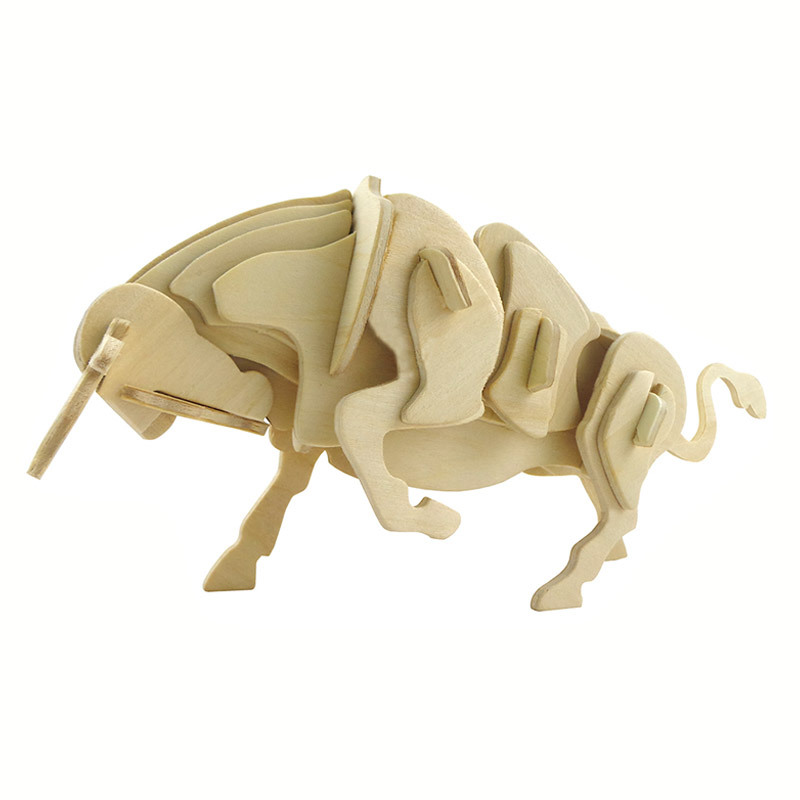 小牛 木制12生肖动物手工拼装模型 木质diy仿真益智拼图拼板玩具
