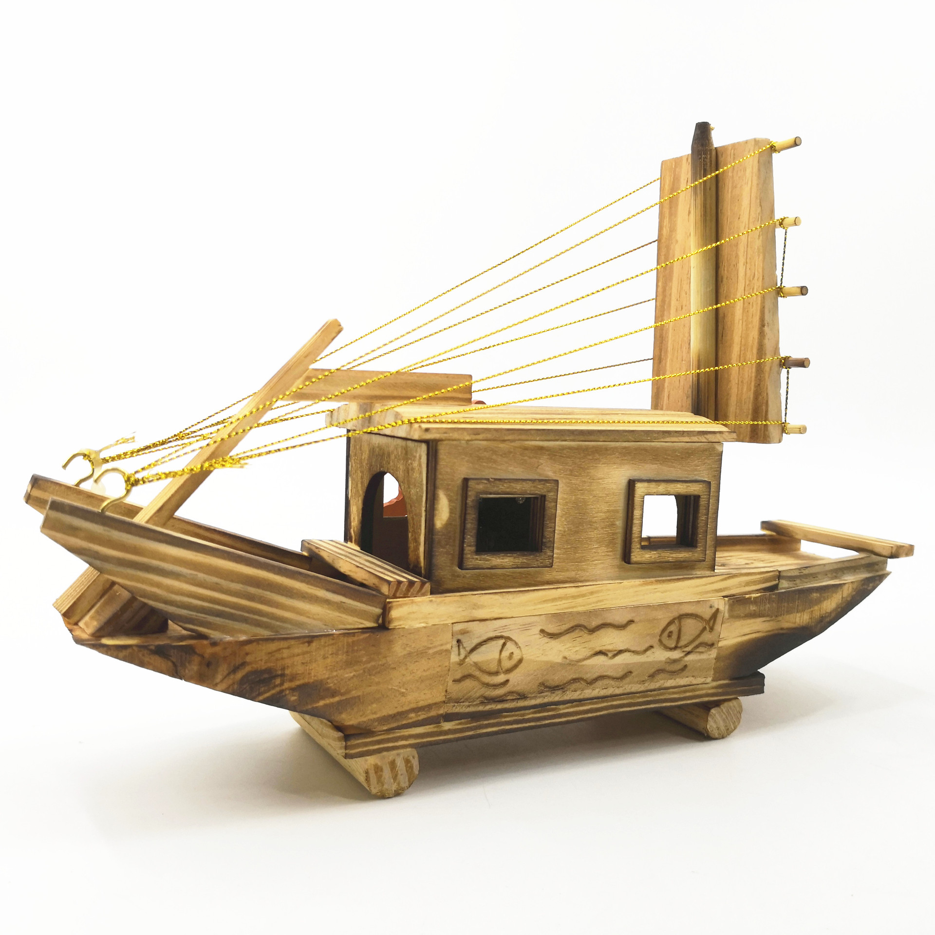 厂家直销仿真木制一帆风顺音乐帆船家居办公室装饰木质工艺品摆件