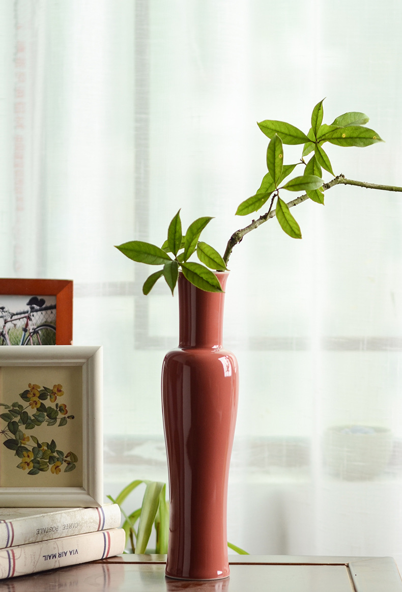 颜色釉美人肩花插景德镇全手工高温陶瓷 桌面插花瓶 东方古典风格