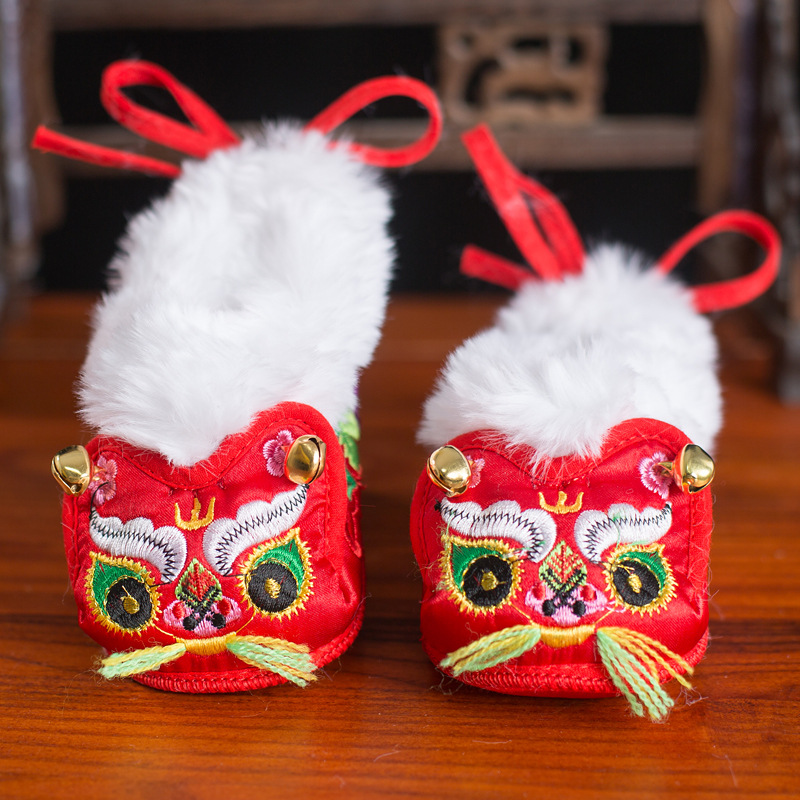 新款秋冬唐装鞋汉服鞋猫头鞋单鞋棉鞋夹棉保暖周岁鞋刺绣 htx025