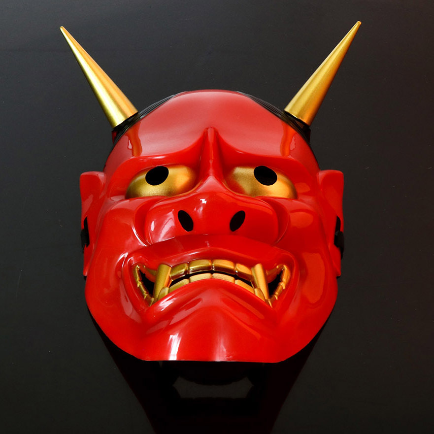 1万圣节恐怖鬼脸面具白鬼院凛凛蝶鬼头般若面具日本恐怖红鬼面具