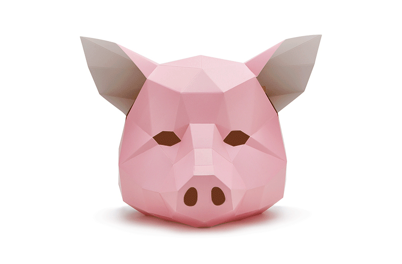 猪头创意面具 纸头套 diy材料包派对整蛊搞怪摄影 萌物面具