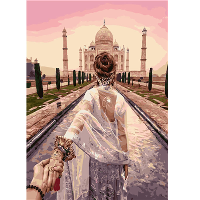 diy数字油画厂家 批发 外贸定制 背影牵手 墙画 装饰画  供电商