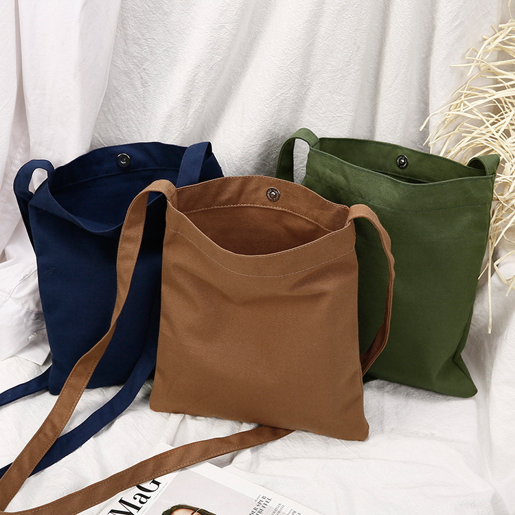 Factory Wholesale Spot Japanese Ins Girl One-Shoulder Crossbody Small Bag Blank Magnetic Snap Cotton Mini Canvas Bag