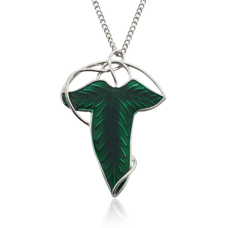欧美电影指环王魔戒霍比特人树叶胸针精灵绿叶吊坠项链两用饰品批