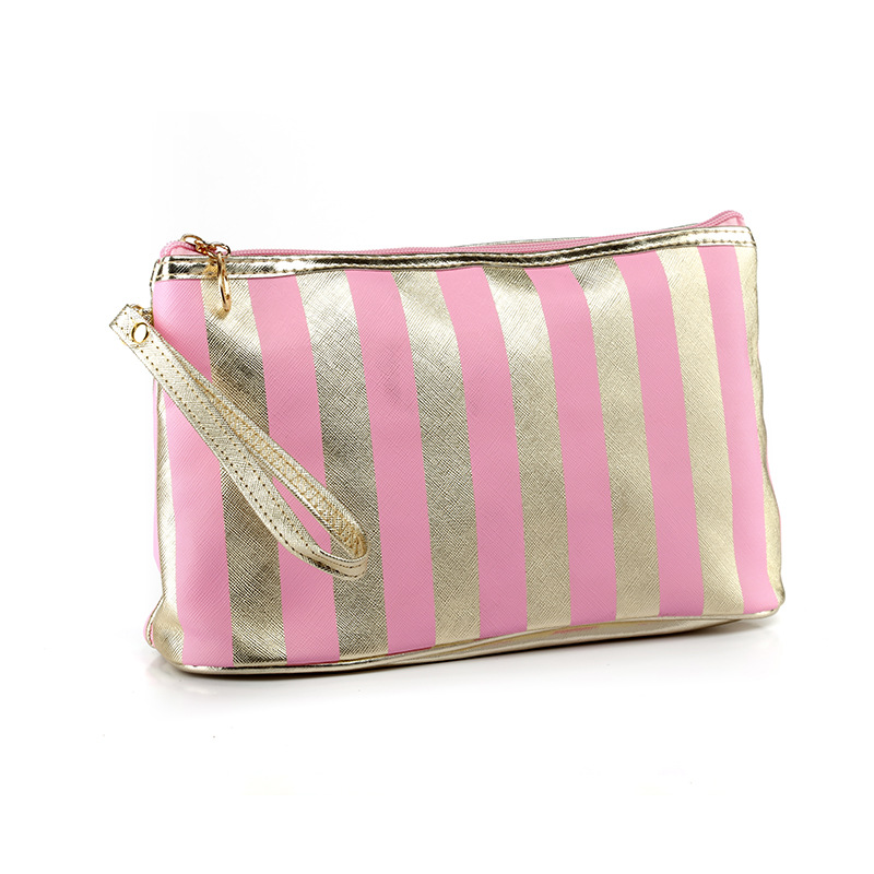 Korean Style Women's Striped Clutch Cosmetic Storage Bag Travel Portable and Versatile Beauty Bag Factory Direct Sales