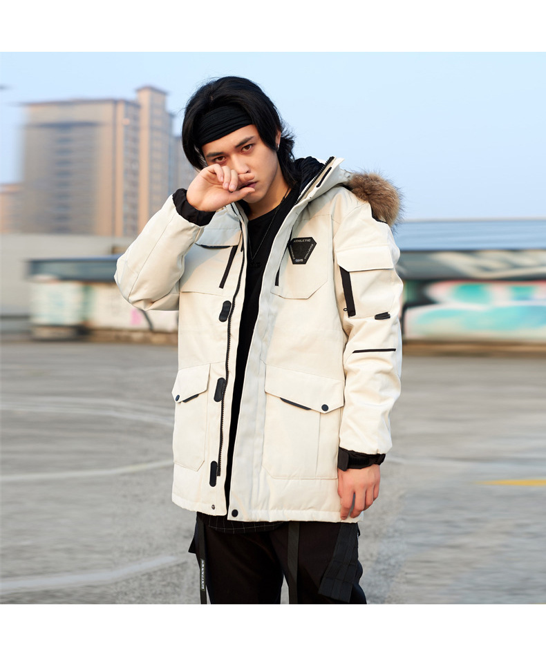 韩国runningman跑男同款大鹅户外军工装羽绒服男女情侣中长款外套