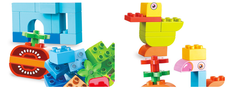 小木牛散装75片diy创意百变基础件大颗粒积木零配件益智玩具