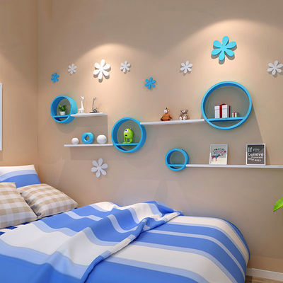 卧室儿童房隔板烤漆壁挂创意格子架圆形电视背景墙装饰墙壁置物架