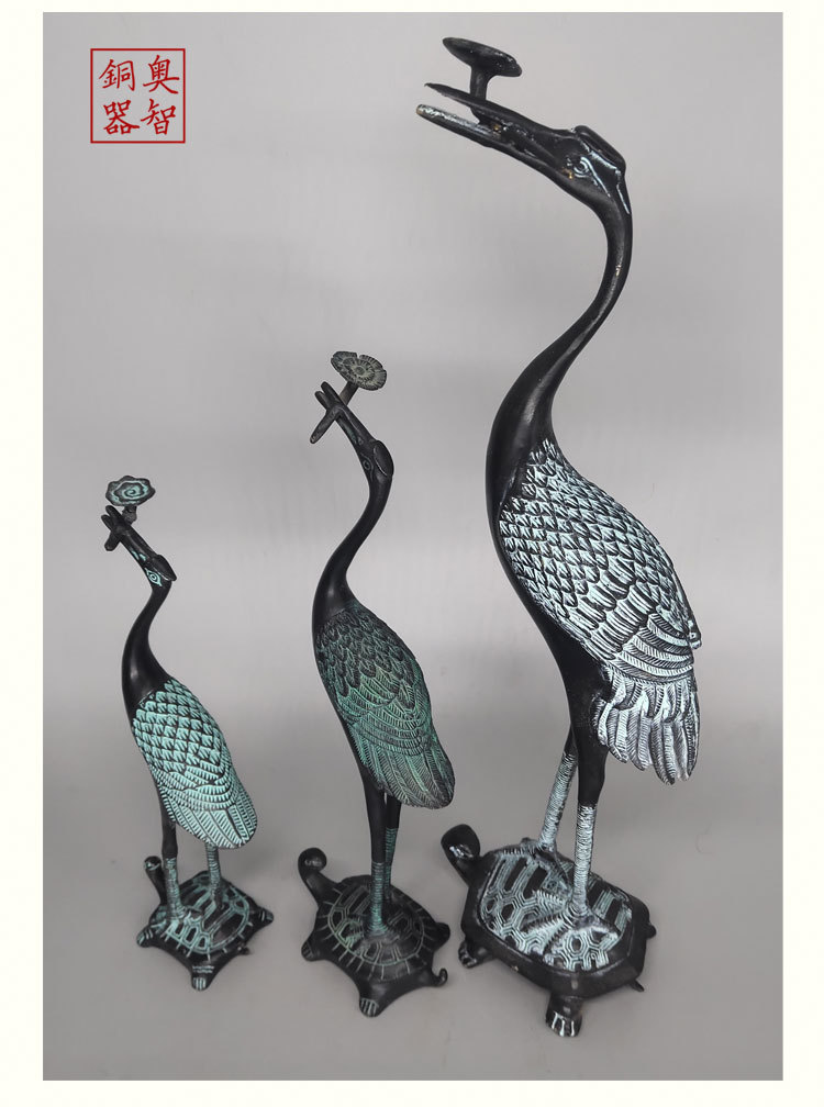 青铜器厂家工艺品仿古摆件 铜仙鹤龟上鹤灵芝鹤龟鹤 婚庆影视道具