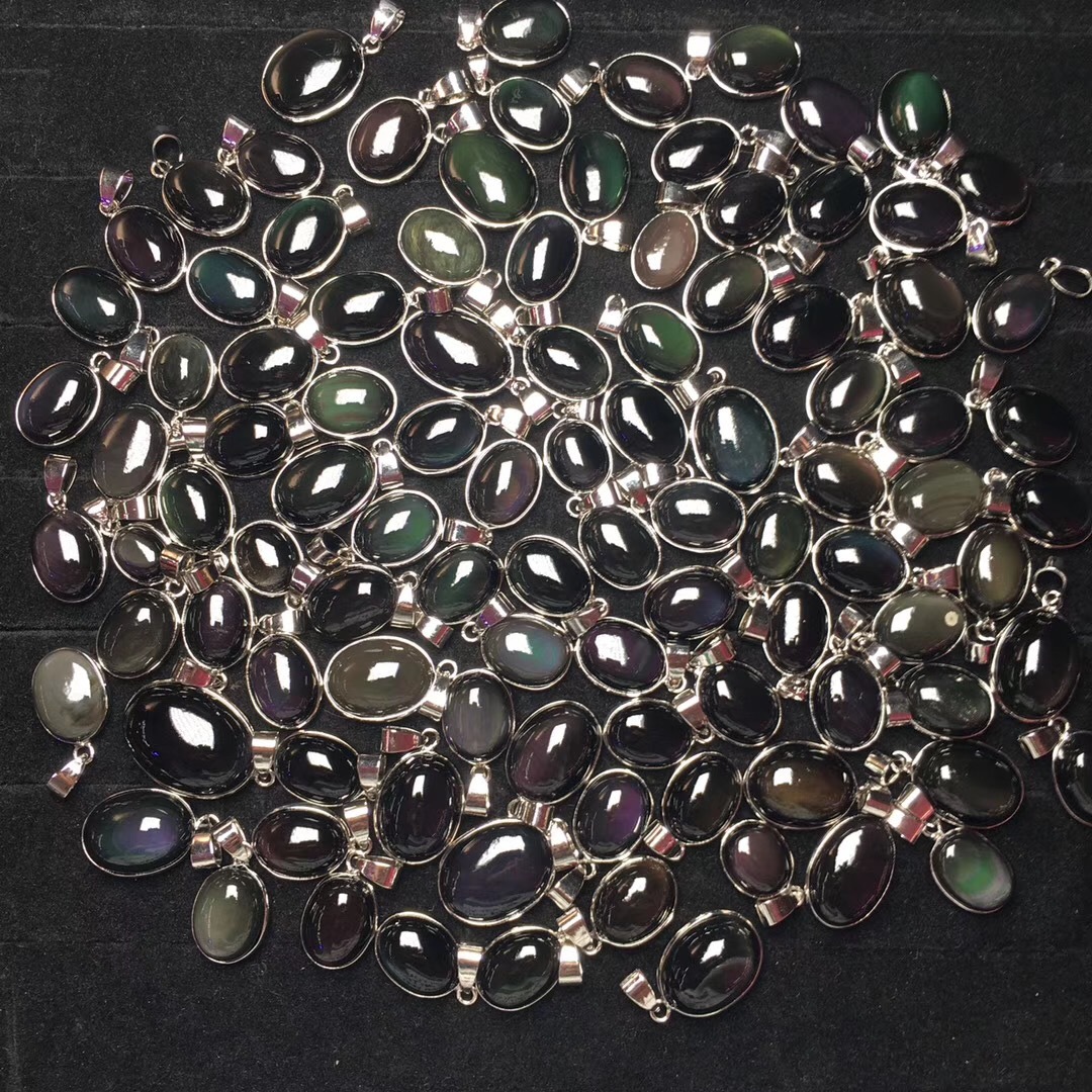 新品天然彩曜石吊坠七彩天眼猫眼效应强品质如图实拍厂家批发