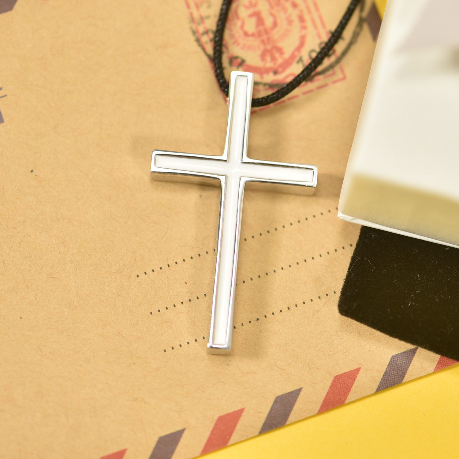 宗教基督饰品 925纯银 十字架刻字吊坠 愿上帝与你同在欧美项链