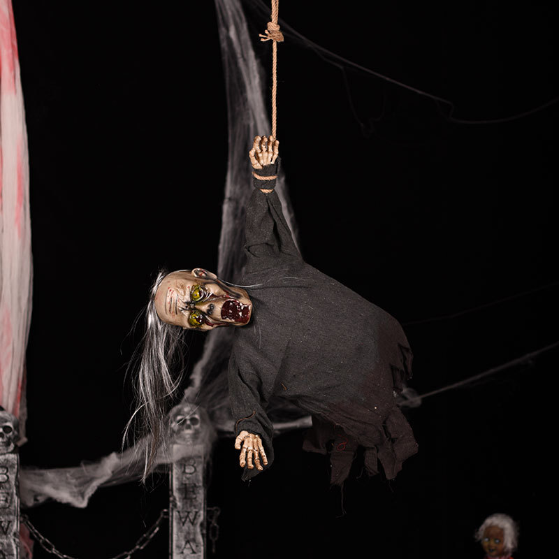 万圣节吊鬼惨叫吊死鬼鬼节密室鬼屋酒吧恐怖装饰道具发光发声骷髅