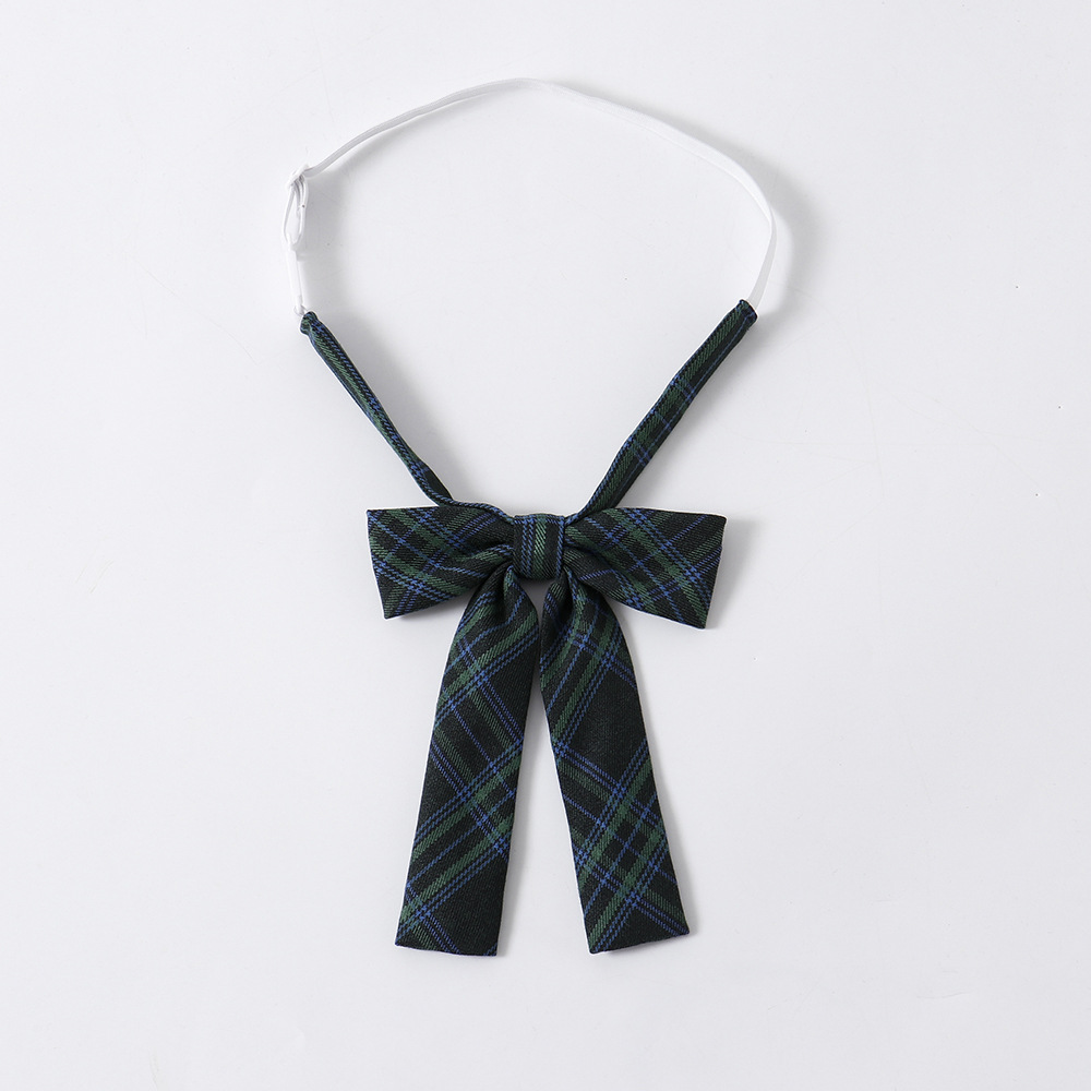 新款jk制服领结学生 蝴蝶结衬衫领花制服配件拼色墨绿间绿格领结