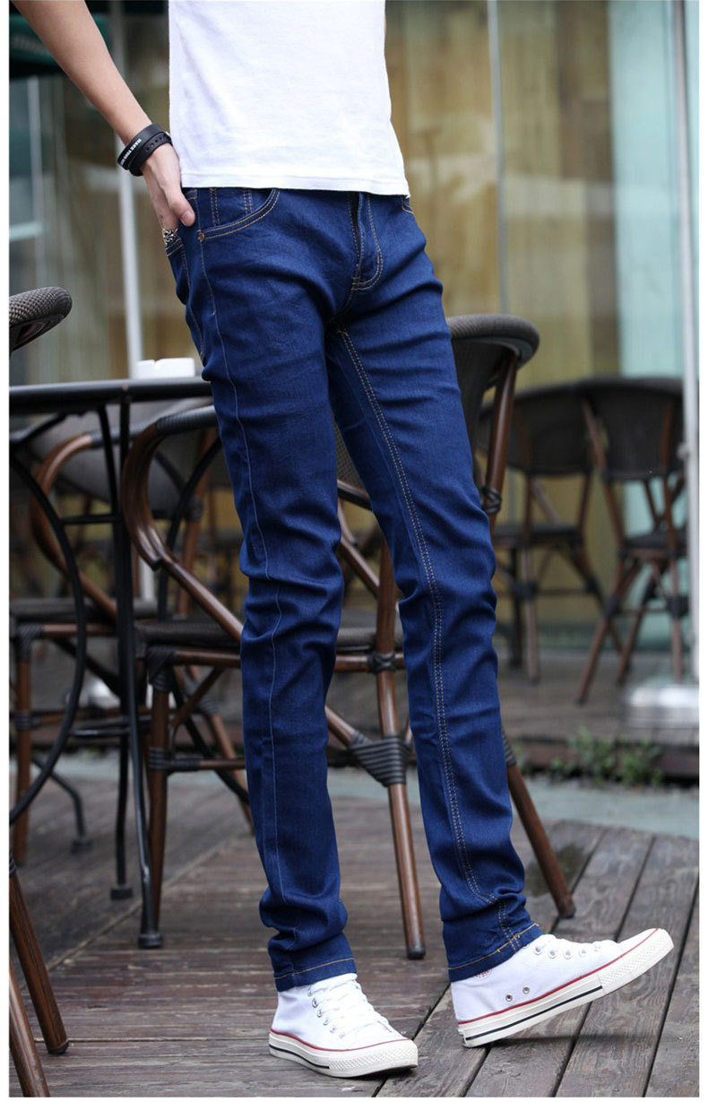 夏季潮牌男士牛仔裤韩版修身小脚休闲裤帅气潮流春秋男裤一件代发