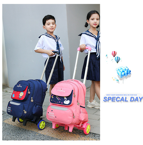 儿童减负拉杆书包1-5年级小学生手拉书包男女双肩可拆卸儿童拉杆