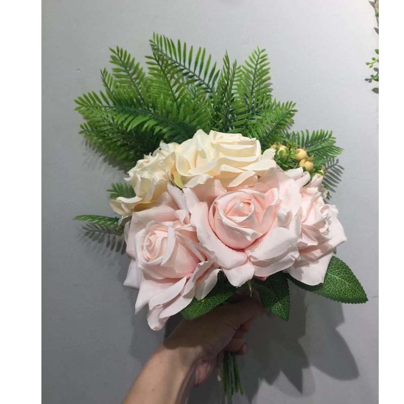 北欧风森林系新娘手捧花手扎把束仿真玫瑰花绢花花艺装饰餐桌花艺