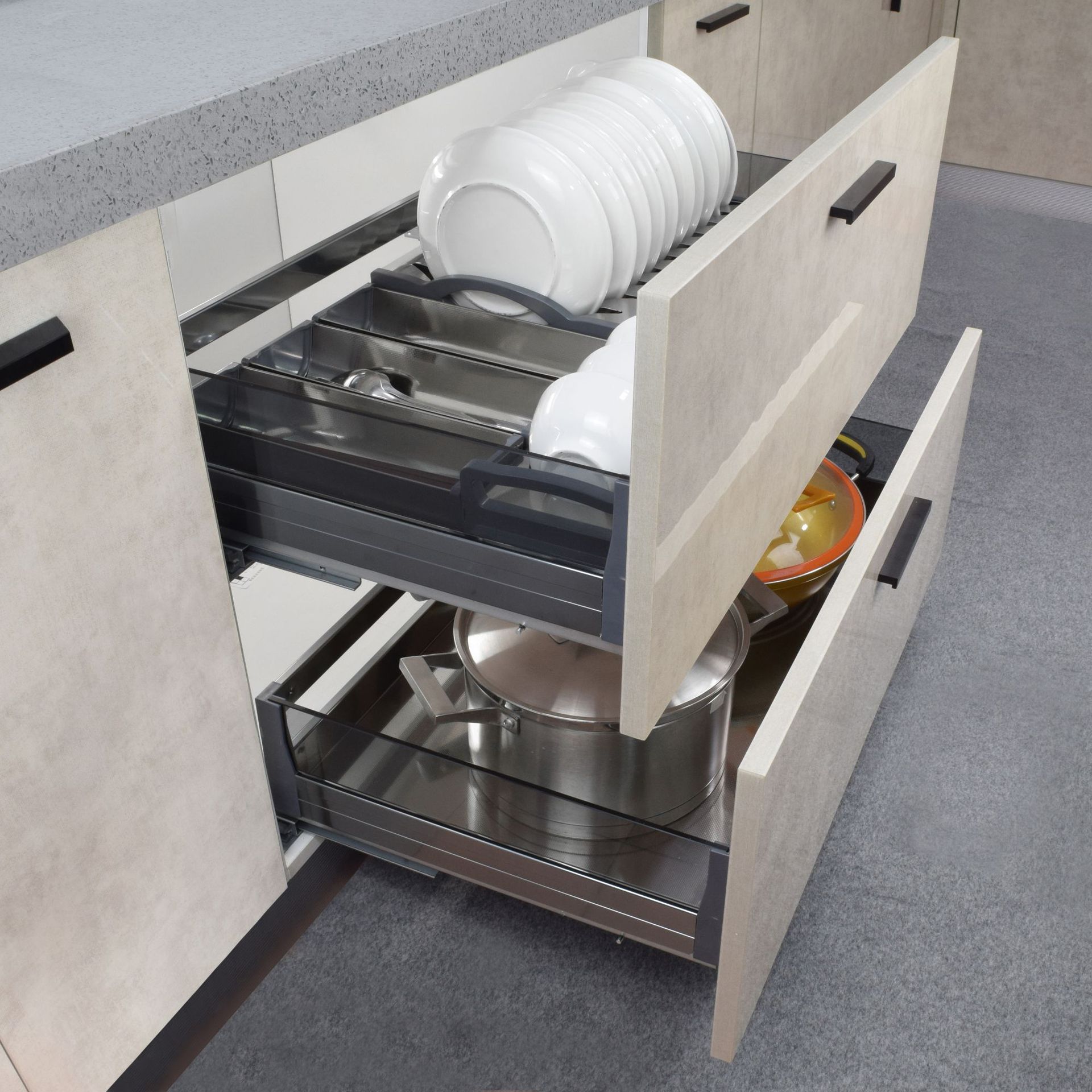 厂家直销小怪物拉篮厨房橱柜高柜拉篮橱柜多功能联动拉篮阻尼导轨